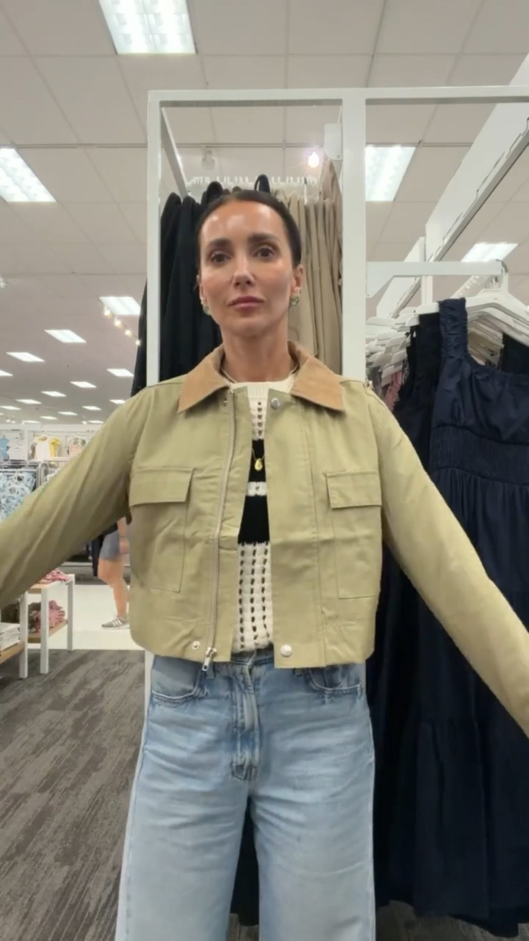 Target 30% off select women's clothing, jacket is on sale. 
New arrivals from Target, spring jacket, transitional jacket, cropped jacket, workwear jacket, utility jacket, anna monteiro, annabrstyle, blushingrosestyle.

#LTKSaleAlert #LTKOver40