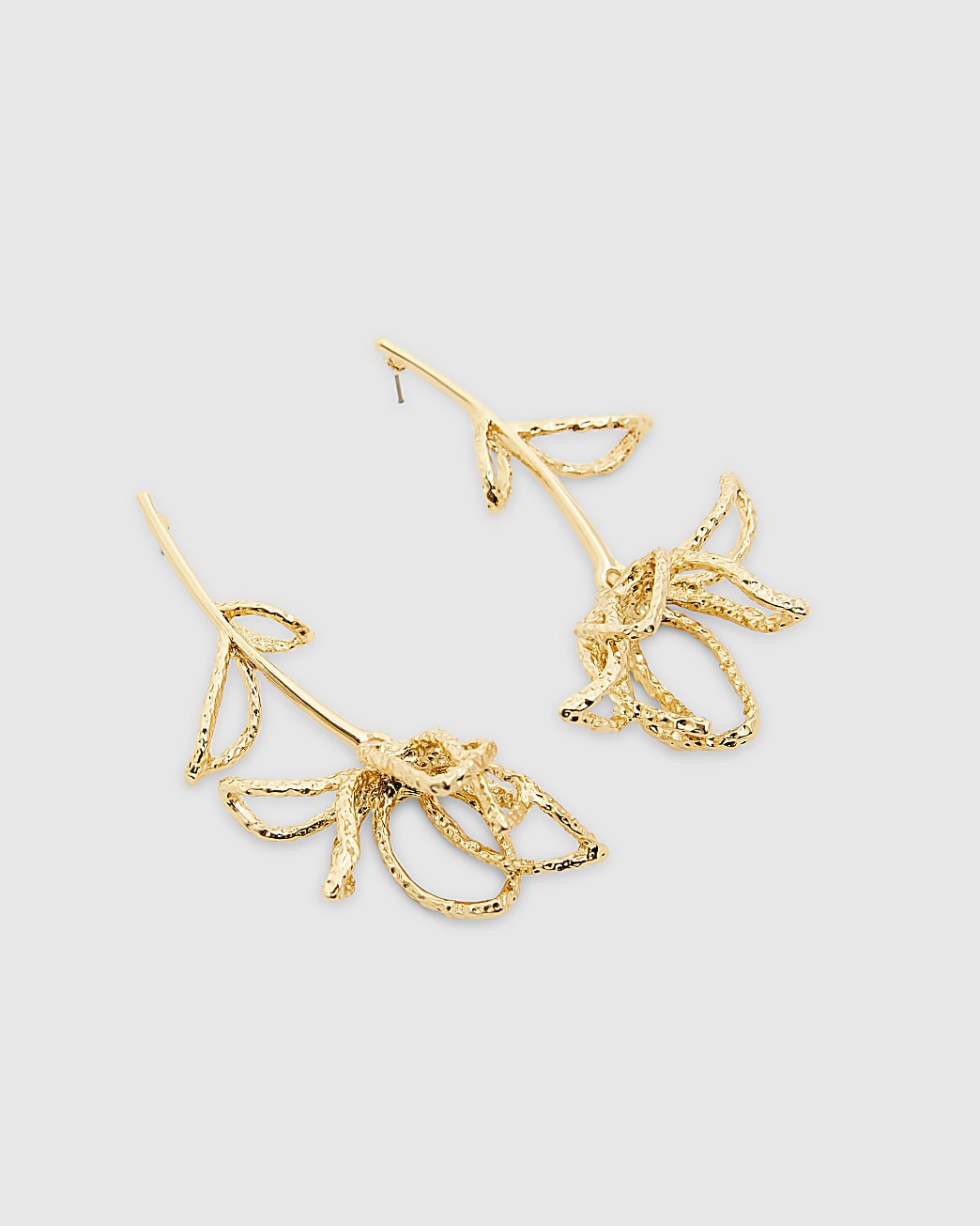 Gold Long Stem Rose Earrings | River Island UK & IE