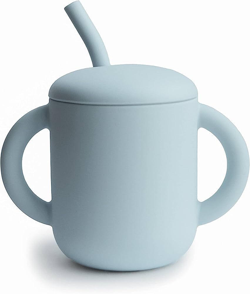 mushie 100% Silicone Training Cup & Straw for Toddlers | 6 Months+ (Powder Blue) | Amazon (US)