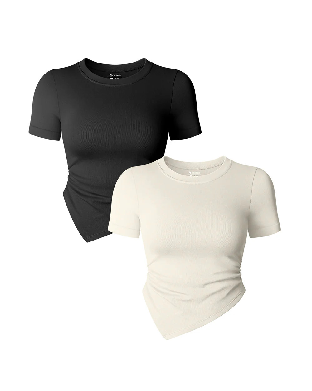 Short Sleeve Crew Neck Ruched Tee Shirts | Oqq