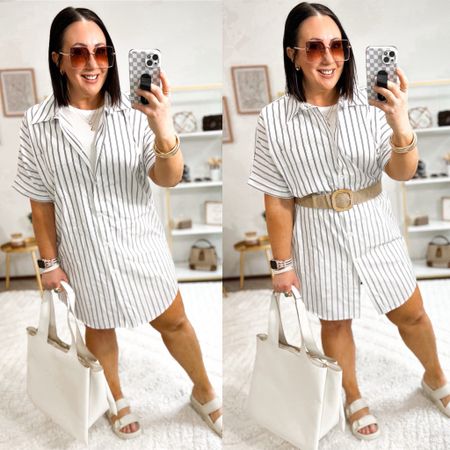 Target t shirt dress on sale for $22.40!  L in mine. Love this one styled with this stretchy belt from Amazon. I grabbed the largest size in the belts. Sandals are 20% off this week too!  

#LTKSaleAlert #LTKFindsUnder50 #LTKSeasonal