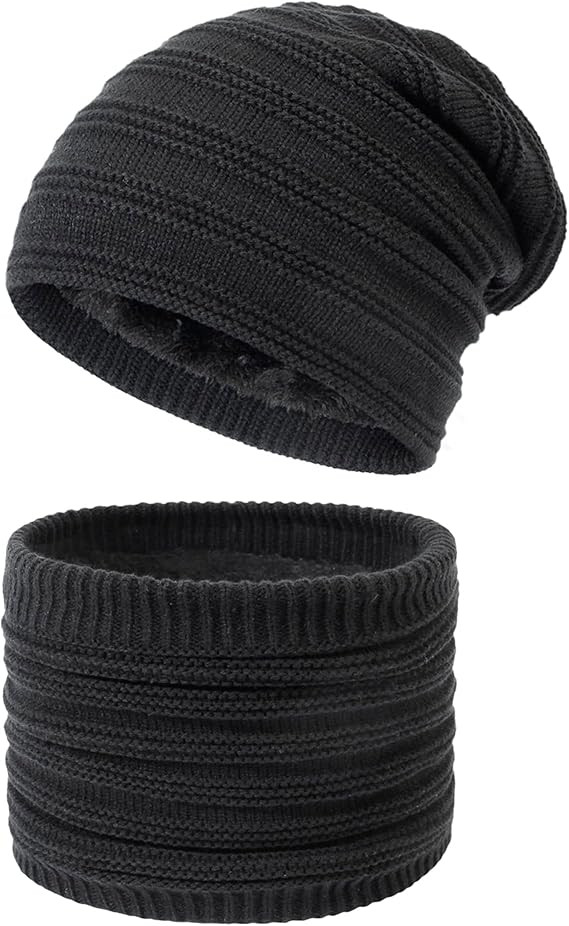 Muryobao Womens Winter Beanie Hat Scarf Set Cable Knit Hat Warm Fleece Lined Winter Cap with Neck... | Amazon (US)