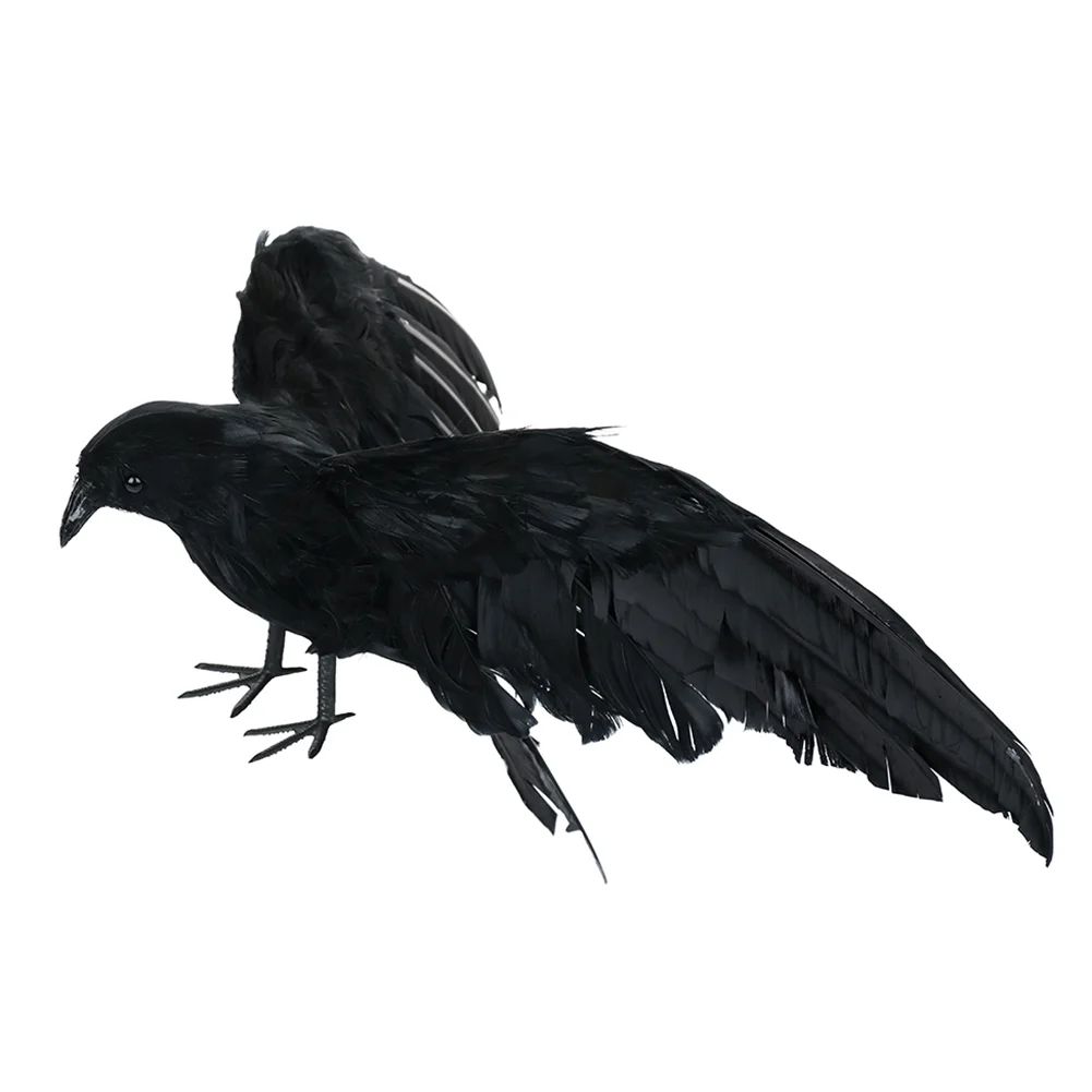 Sugeryy Crow Decoration Crow Decoys Halloween Black Feather Raven Large Crow Prop Outdoor Hallowe... | Walmart (US)