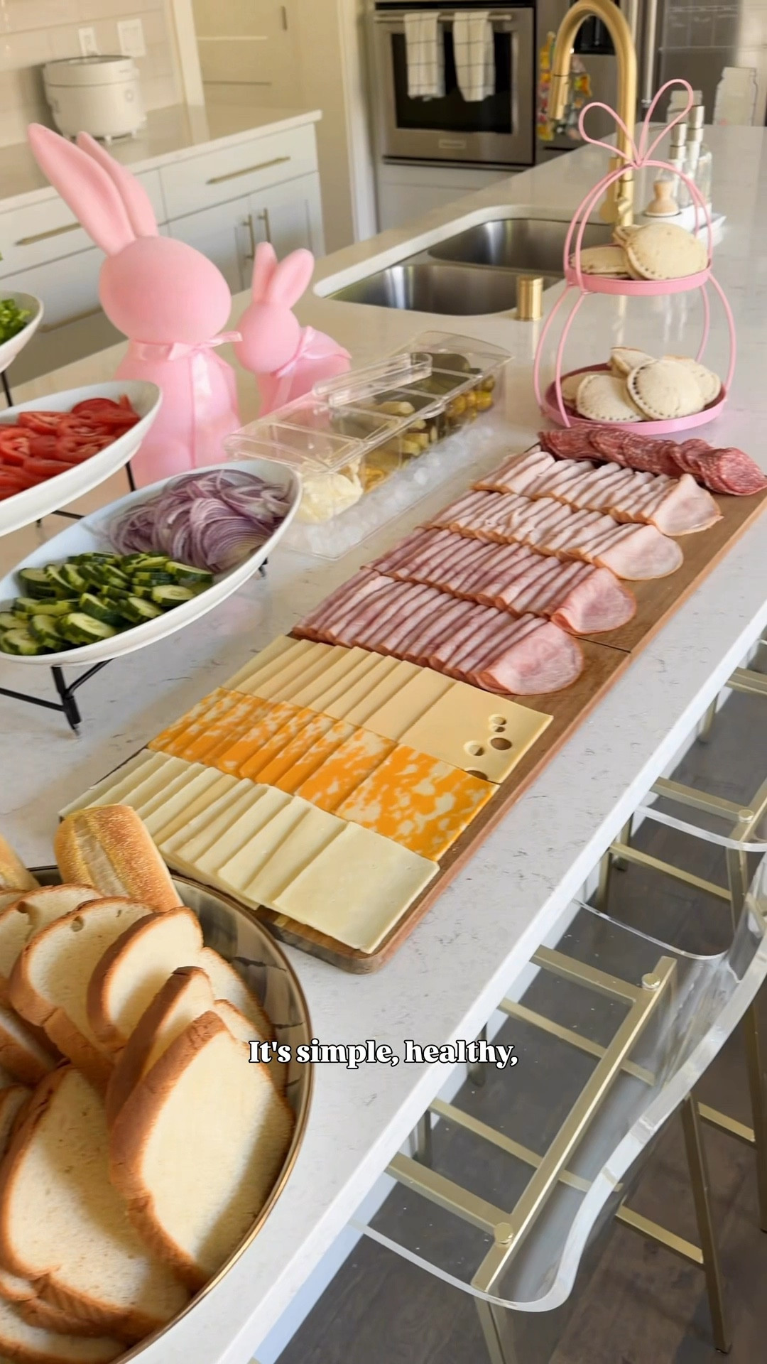 Make your own sandwich bar! 🥪Love this easy, no cooking hosting idea for laid back get-togethers! It was perfect for our late afternoon Easter egg hunt party. Would you try this? #sandwiches #hostingideas #foodbar 

#LTKSeasonal #LTKKids #LTKfoodie