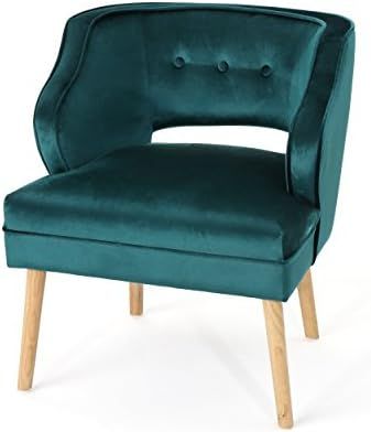 Christopher Knight Home Mariposa Mid-Century Velvet Accent Chair, Teal / Natural | Amazon (US)