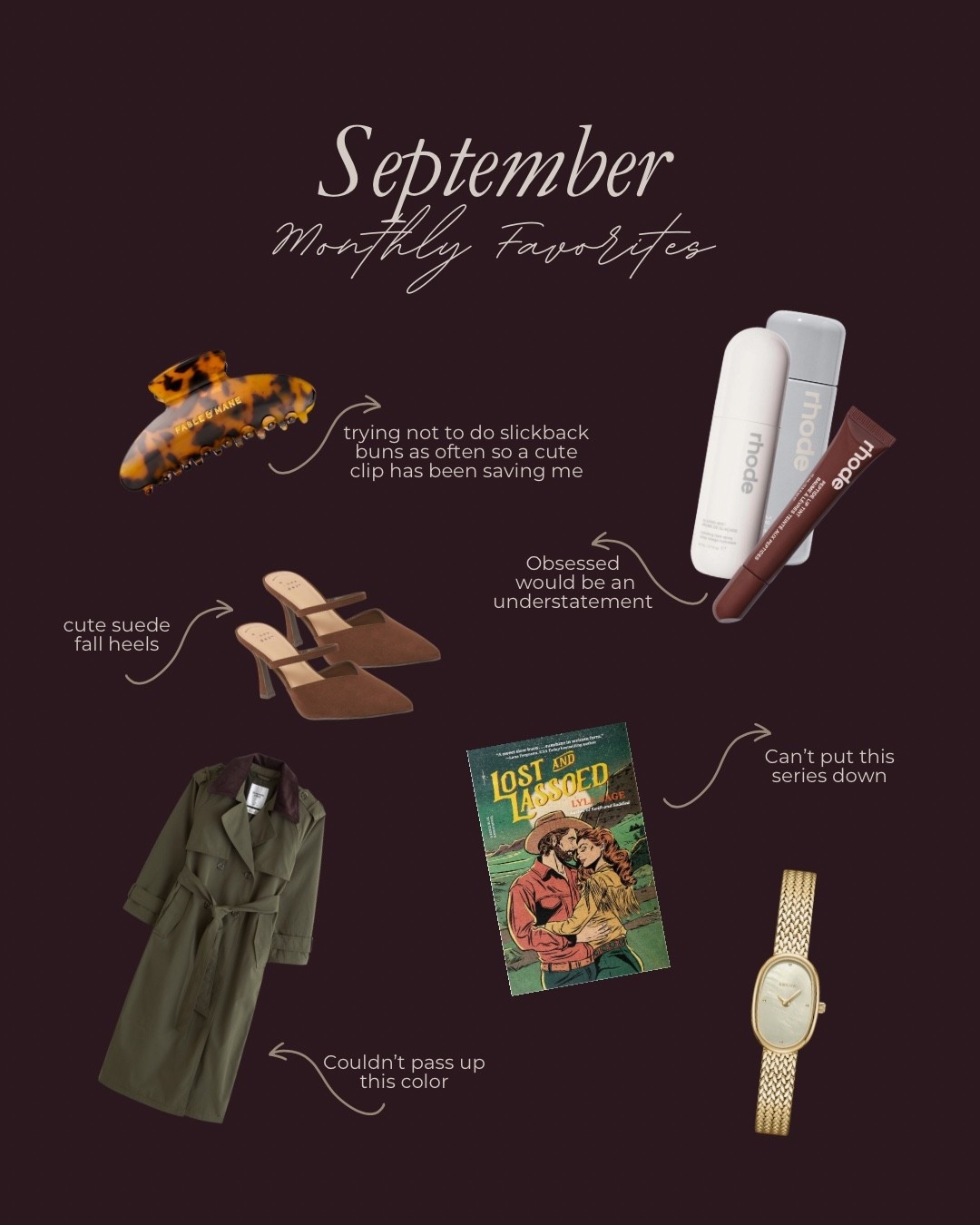 September Monthly Favorites ✨🤎

Tortoise shell accessories, rhode skincare, trench coat, watch, book

#LTKBeauty #LTKStyleTip #LTKHome