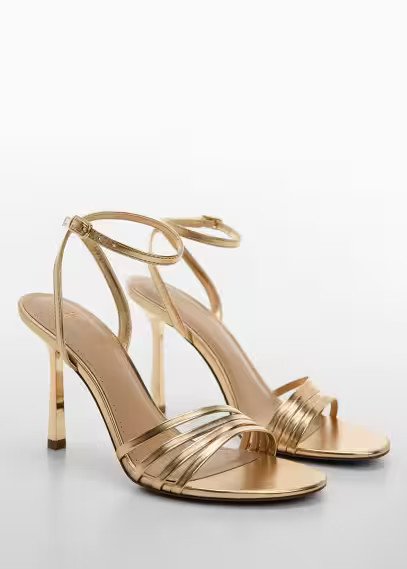 MANGO - Metallic strap sandals gold - 6Â½ - Women | MANGO (US)