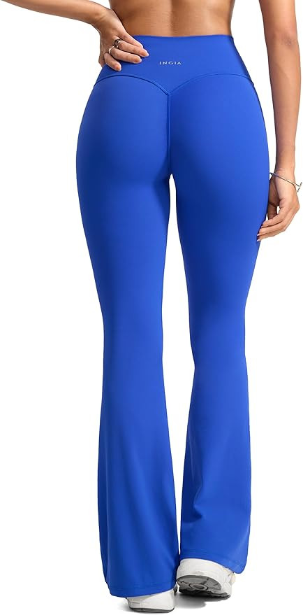 INGIA Womens High Waist No Front Seam Scrunch Butt Flare Leggings Workouts 31 Inches V-Back Bootc... | Amazon (US)