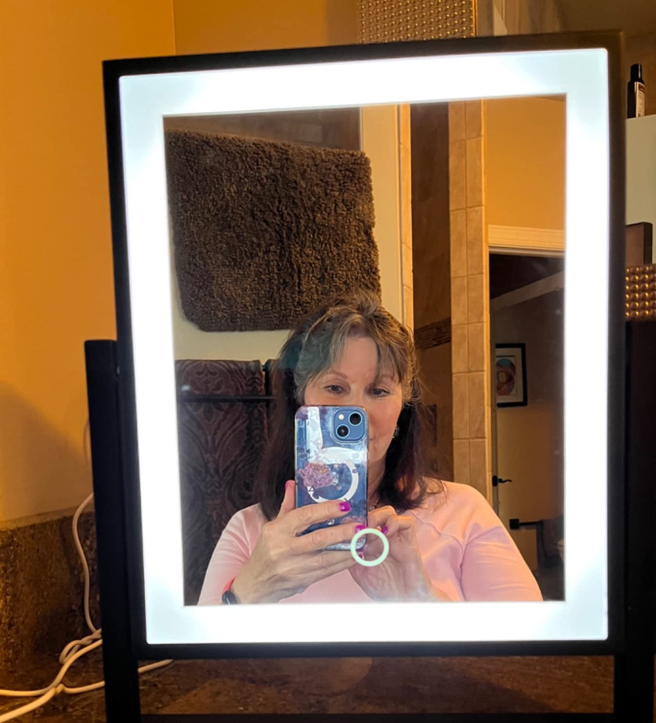Lighted Hollywood Vanity Makeup Mirror with Light Smart Touch Control 3-Gear Dimable Light 360°R... | Amazon (US)