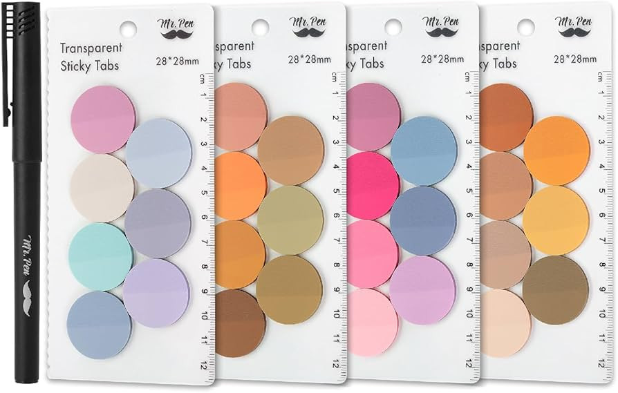 Mr. Pen- Transparent Sticky Note Set, 1120Sheets, Colorful, Round Transparent Sticky Notes Set | Amazon (US)