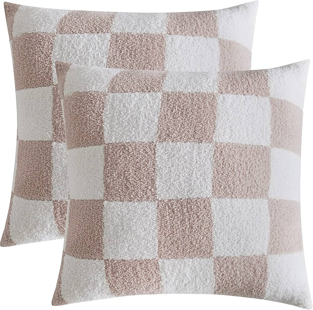 REPRECONF Set of 2 Ultra Soft Cozy Buffalo Checkerboard Fluffy Microfiber Checker Knitted Throw P... | Amazon (US)