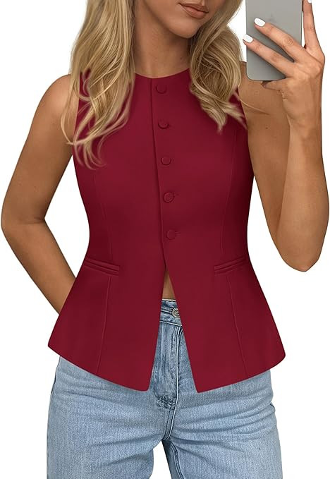 PRETTYGARDEN Womens Vests Top Trendy 2026 Spring Sleeveless Blazer Suit Summer Business Casual Wo... | Amazon (US)