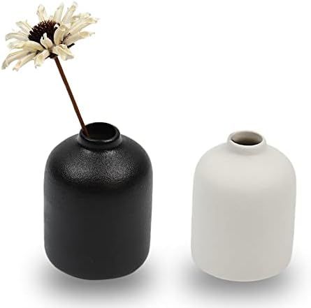 Set of 2 Ceramic Vase for Flower, Small Decorative Flower Vase Set for Home Decor, Living Room, Tabl | Amazon (UK)