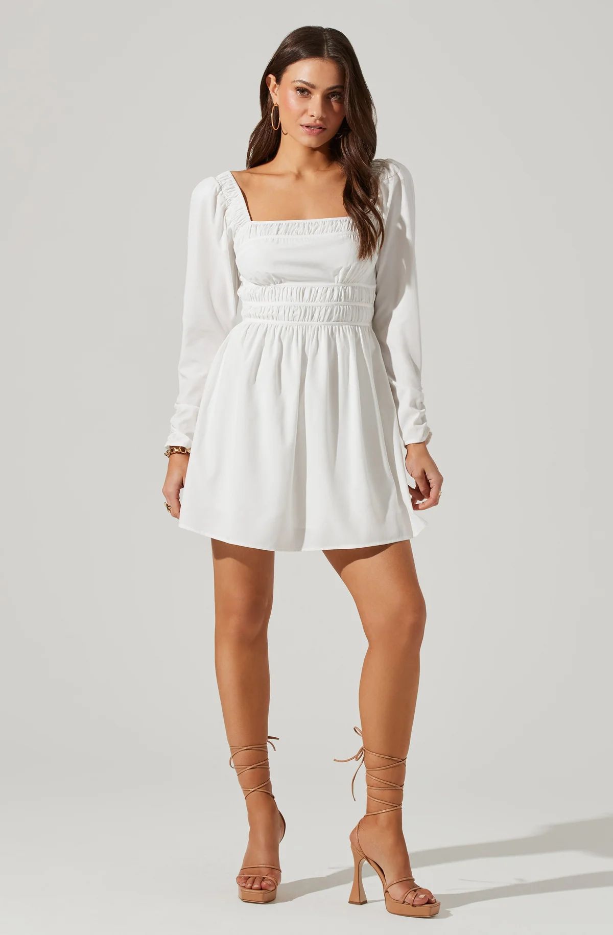 Cinched Waist Long Sleeve Mini Dress | ASTR The Label (US)