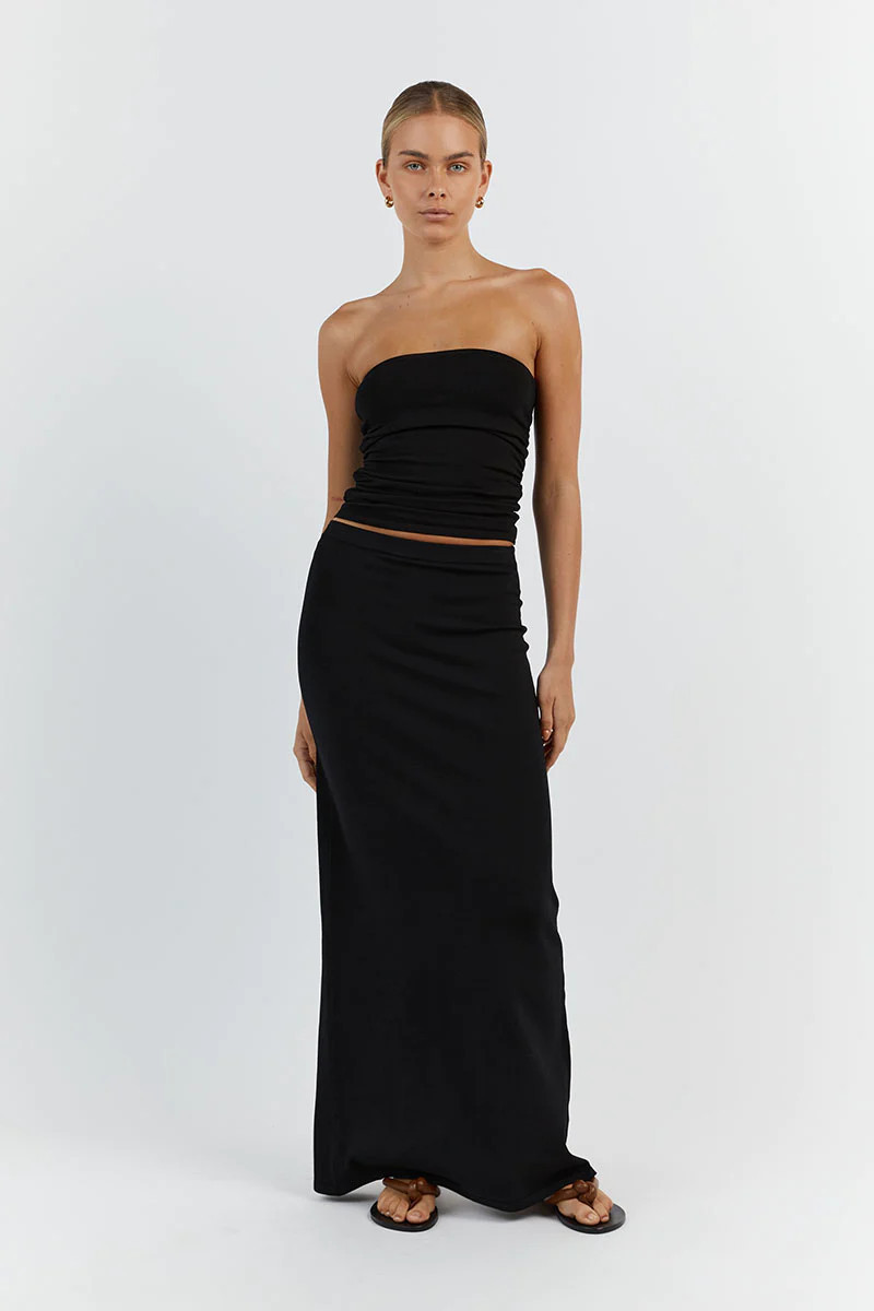 CARRIE BLACK MIDI SKIRT | DISSH