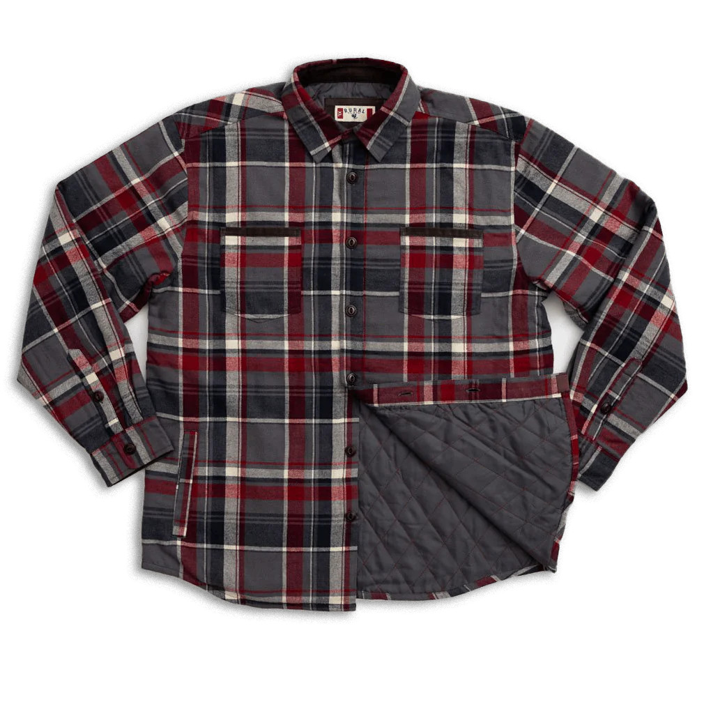 Workman Quilted Shirt Jacket | Gray & Red | Rural Cloth