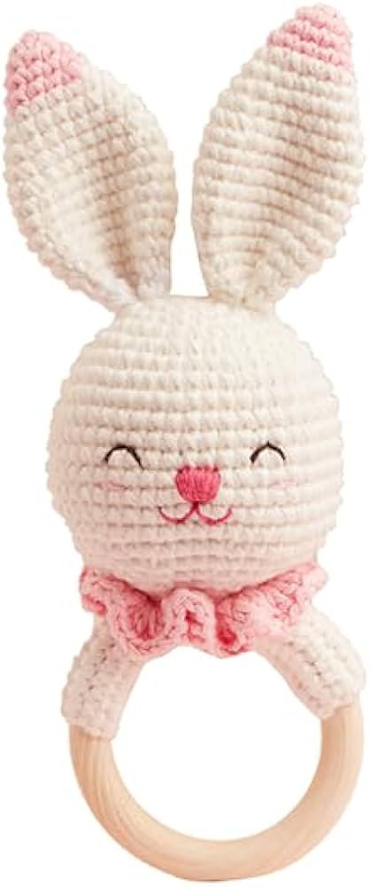Chippi & Co Wooden Crochet Baby Rattle, Crochet Baby Toys Stuffed Animals Easter Gifts for Kids, ... | Amazon (US)