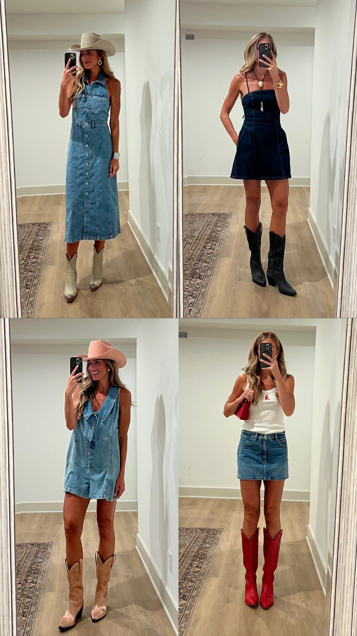 Denim Country Concert Outfits
Sizing: 
small tall in denim long dress, my usual size
Small tall in Abecrombie dress, my usual size
Sized up to medium for length in romper.  Runs oversized but still sized up because I like the length. 
Sized up to 6 in denim skirt, also linked similar one at a different price point. 
size small in cowboy boot tank

The red version of my bag sold out but still linked the chocolate brown version as well as a few similar red bags. 

Pink boots are the same style as the black boots but are sold out so linked a similar pink pair. The original color I have is called Rose Satin


denim outfits, denim dress, western outfit, western style 

 

#LTKSeasonal
