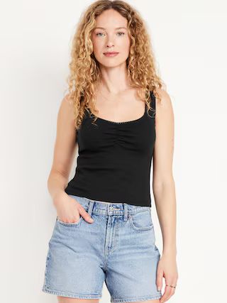 Cinched Rib-Knit Tank Top | Old Navy (US)