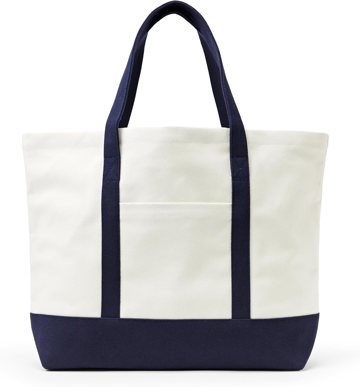 Amazon Essentials Unisex Adults' Large Heavy Duty Canvas Beach Tote Bag, Natural/Navy, One Size | Amazon (US)