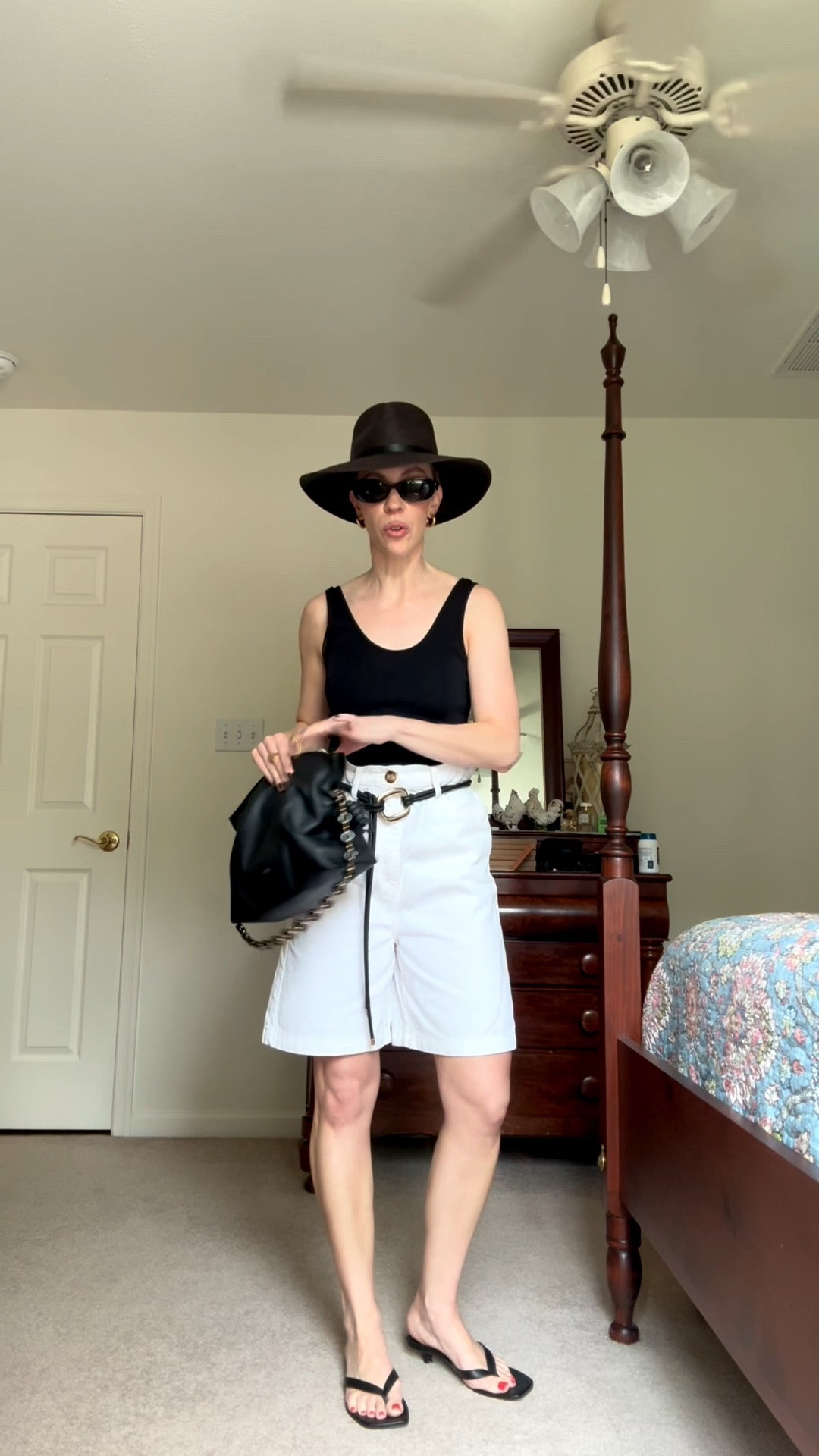 Black and white summer outfit with white paperbag bermuda shorts - these are under $20!

#LTKSeasonal #LTKOver40 #LTKSaleAlert
