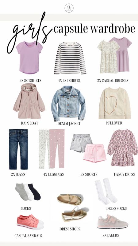 Girls capsule wardrobe for spring! 

5x short sleeve shirts in a mix of print and solid.

4x long sleeve Tshirts in a mix of print and solid

2x casual dresses. If your girl is more of a dress gal I recommend 5 casual dresses and doing fewer long sleeve and short sleeve Tshirts.

Jackets // rain coat, denim jacket, pullover

Bottoms // 2 pairs of jeans (light and dark), 4-5 pairs of leggings to wear under dresses and by themselves with Tshirts, 5 pairs of shorts 

Dressy dress

Accessories // Socks for sneaker, socks for dress shoes, headband, sunglasses, and a cute bag

Shoes // dress shoes, casual shoes like crocs, natives or keens, and a pair of sneakers

Spring capsule wardrobe, kids capsule wardrobe, girls outfits, outfits for kids, outfits for girls, girls capsule wardrobe, spring outfits for kids 

#LTKSeasonal