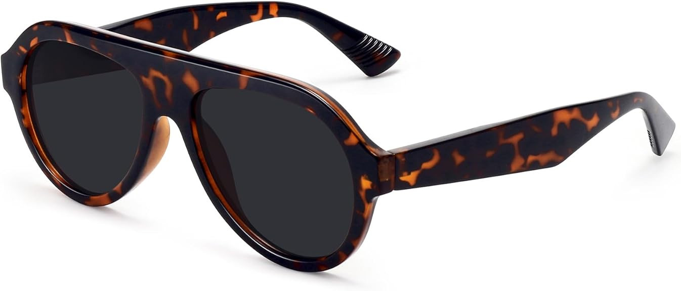 Trendy Polarized Aviator Sunglasses for Women Men 70s Vintage Plastic Frame Sun Glasses FZN817 | Amazon (US)