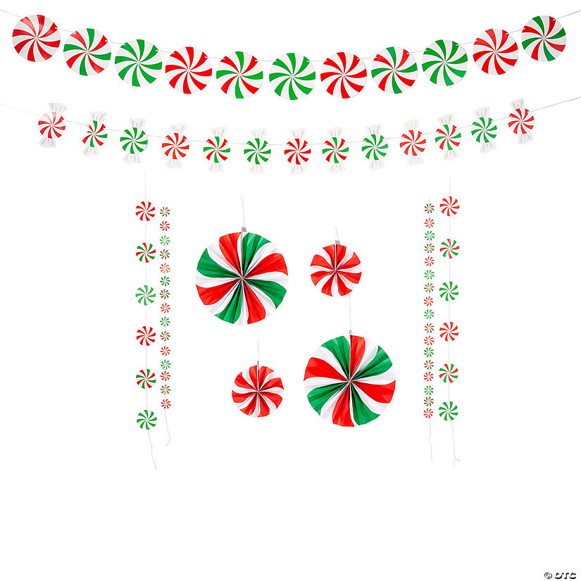 Red, White & Green Peppermints Hanging Decorations Kit - 10 Pc. | Oriental Trading Company