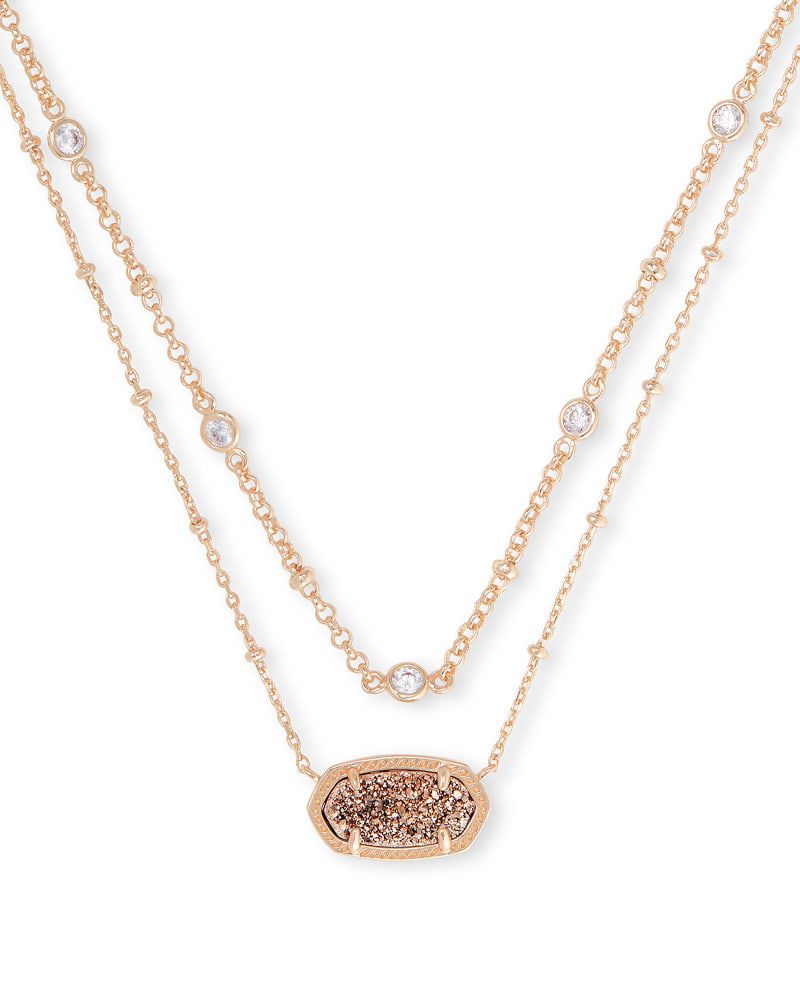 Elisa Rose Gold Multi Strand Necklace in Rose Gold Drusy | Kendra Scott