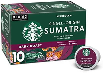 Starbucks Dark Roast K-Cup Coffee Pods — Sumatra for Keurig Brewers — 1 box (10 pods) | Amazon (US)