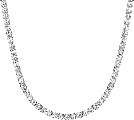 ChainsHouse Iced Out Diamond Chain for Women,Stainless Steel 3mm Round Cubic Zirconia Cut Classic... | Walmart (US)