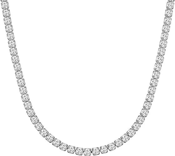 ChainsHouse Iced Out Diamond Chain for Women,Stainless Steel 3mm Round Cubic Zirconia Cut Classic... | Walmart (US)