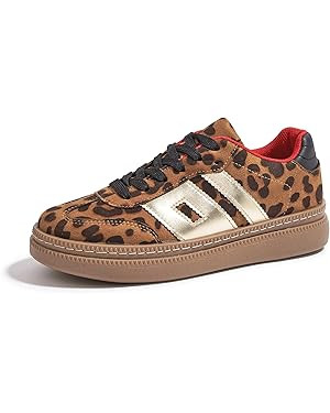 Women's Platform Sneakers Vintage Tennis Shoes with Thick Rubber Gum Sole Breathable Cushioned Co... | Amazon (US)