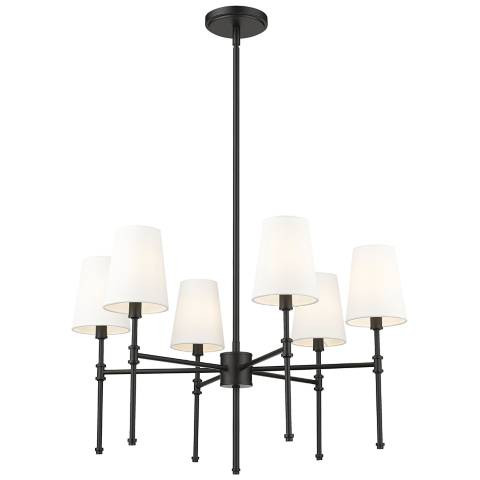 Adorra 25 3/4" Wide Matte Black 6-Light Chandelier | Lamps Plus