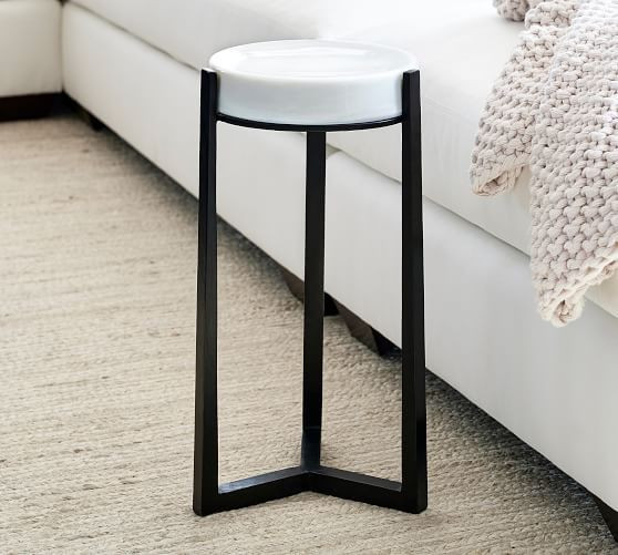 Cori 10" Round Recycled Glass Accent Table | Pottery Barn (US)