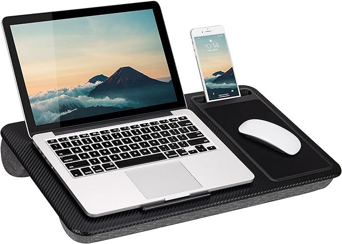 LapGear Home Office Lap Desk with Device Ledge, Mouse Pad, and Phone Holder - Black Carbon - Fits... | Amazon (US)