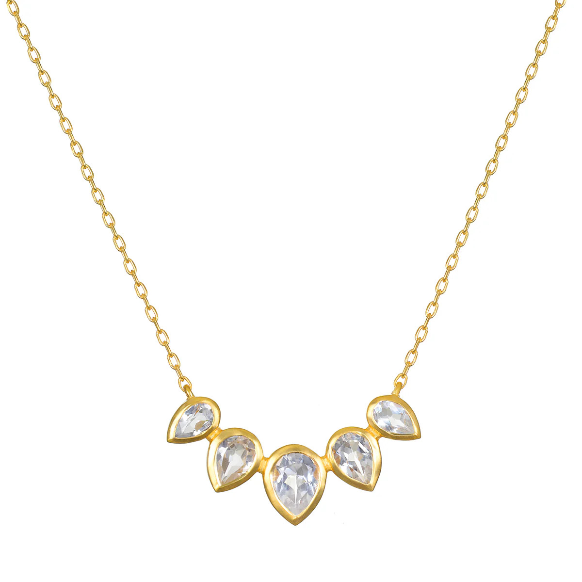 Commence with Clarity White Topaz Lotus Petal Necklace | Satya Jewelry