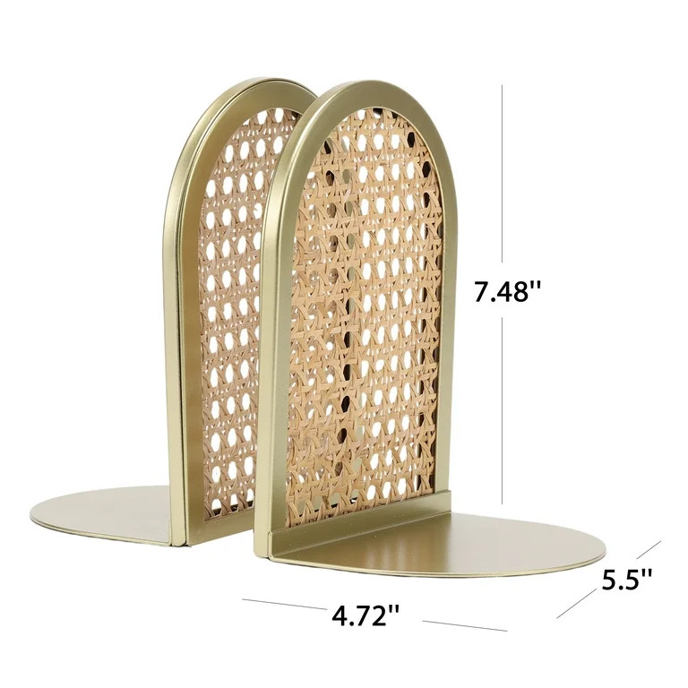 Home Decor Collection Sterling & Noble Home Gold and Natural Rattan Decorative Tabletop Bookends | Walmart (US)