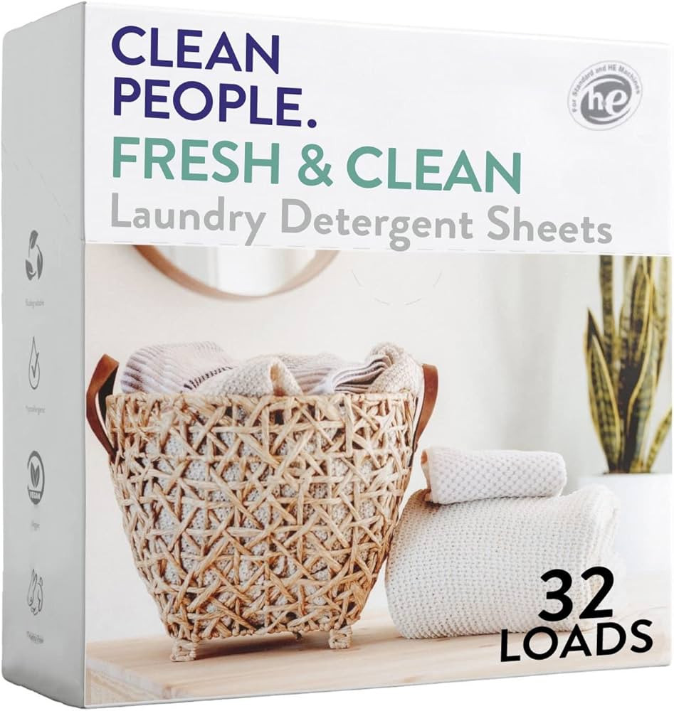 Clean People Laundry Detergent Sheets - Plant-Based, Hypoallergenic Laundry Soap - Ultra Concentr... | Amazon (US)