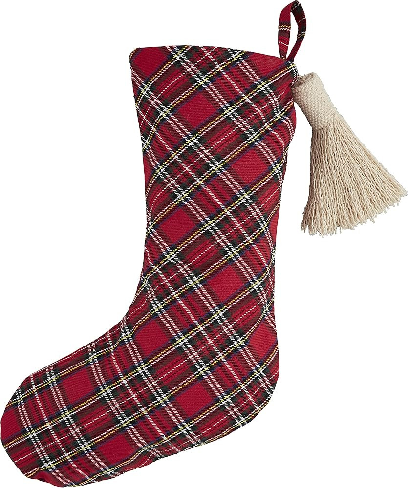 Mud Pie Christmas Stocking, Red Tartan, 19" x 11 1/2" | Amazon (US)