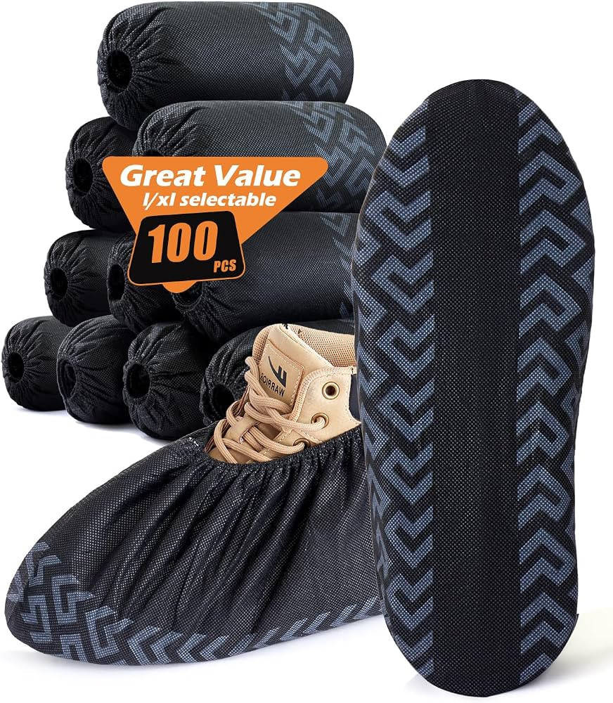 X-Large 100 Pcs Shoe Covers Disposable Non-Slip, Breathable Shoe Covers for Indoors, Slip-resista... | Amazon (US)