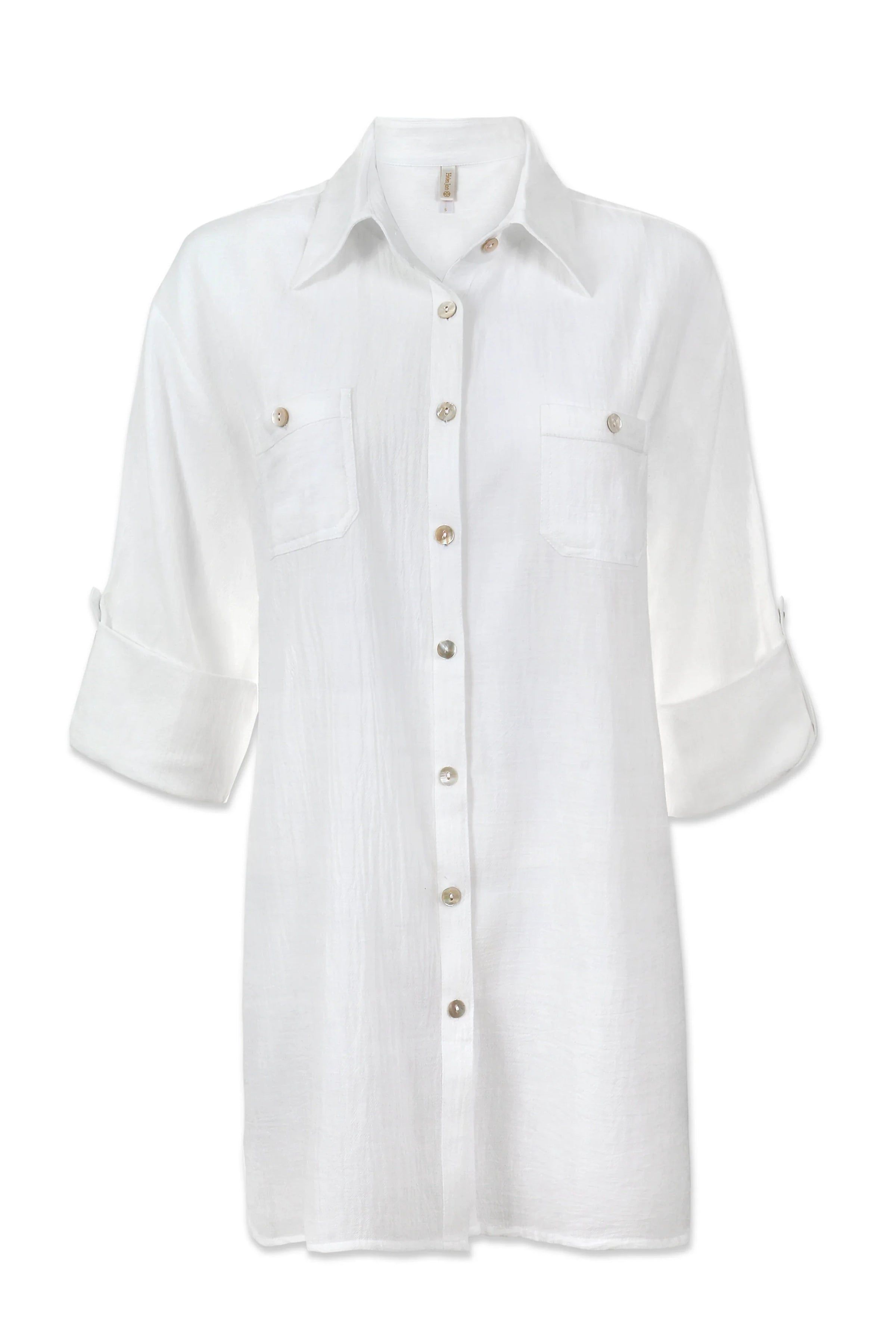 Camp Shirt Cover-Up  |  White | Helen Jon