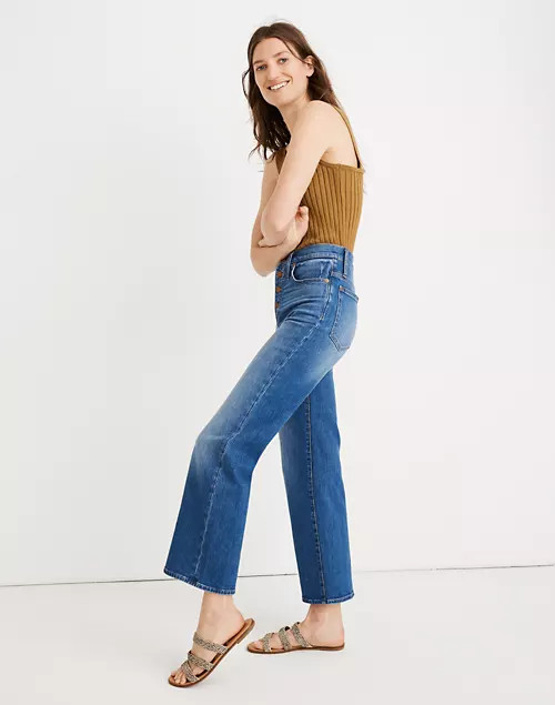 Petite Slim Wide-Leg Jeans in Olympia Wash: Button-Front Edition | Madewell