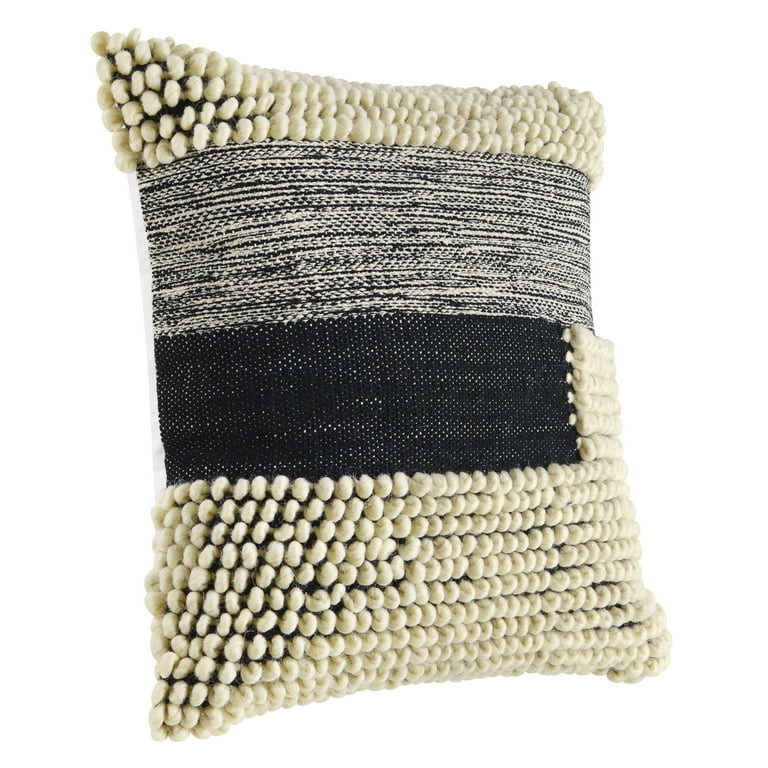 Better Homes & Gardens Handcrafted Banded Loop Decorative Throw Pillow, 18" x 18", Ivory | Walmart (US)