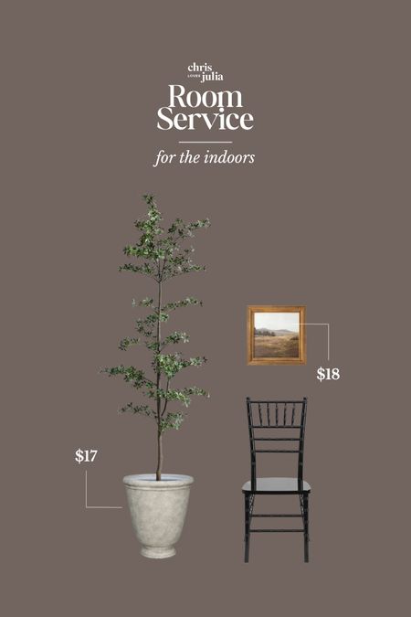 Room Service! A $17 oversized planter styled for inside with this gorgeous faux tree and budget art. 

#LTKhome #LTKFind