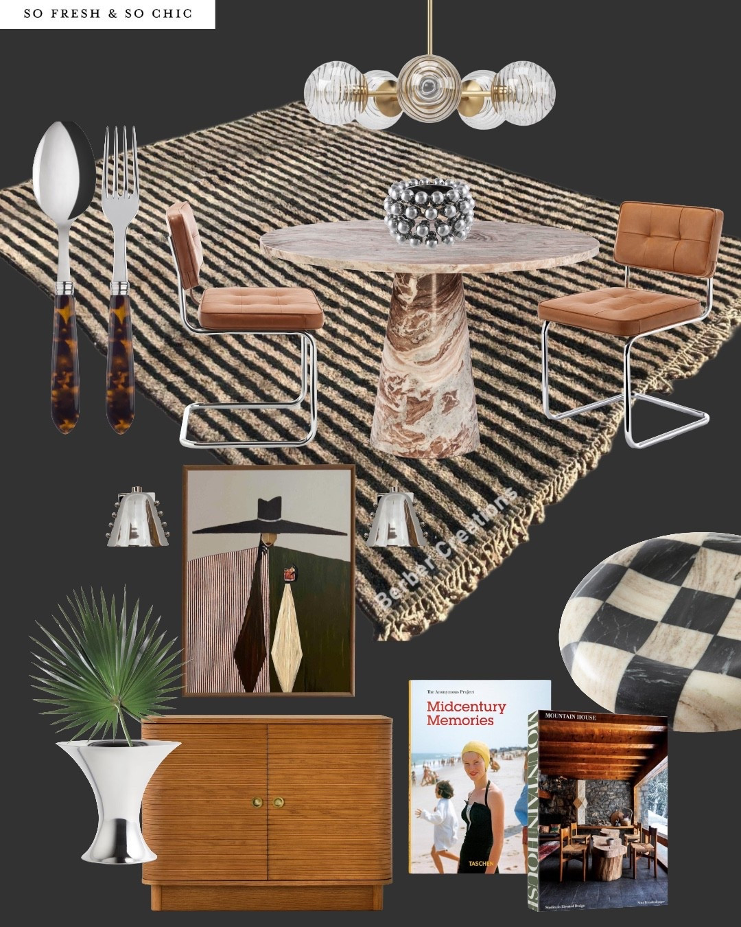 Mid century modern dining room inspo!
-
Affordable mid entire dining room decor - target finds - hearth and hand at target mid century collection - Chrome magazine rack - Moroccan rug Etsy finds -
Leather and chrome dining chairs /
Marble dining table - chrome vase H&M home - chrome wall sconces Etsy - Etsy lighting / Mid century coffee table books / tortoiseshell cutlery set - afloral greenery - mid century modern side board cabinet target hearth and hand - dining room design - Etsy wall art 

#LTKHome #LTKFindsUnder100 #LTKFindsUnder50