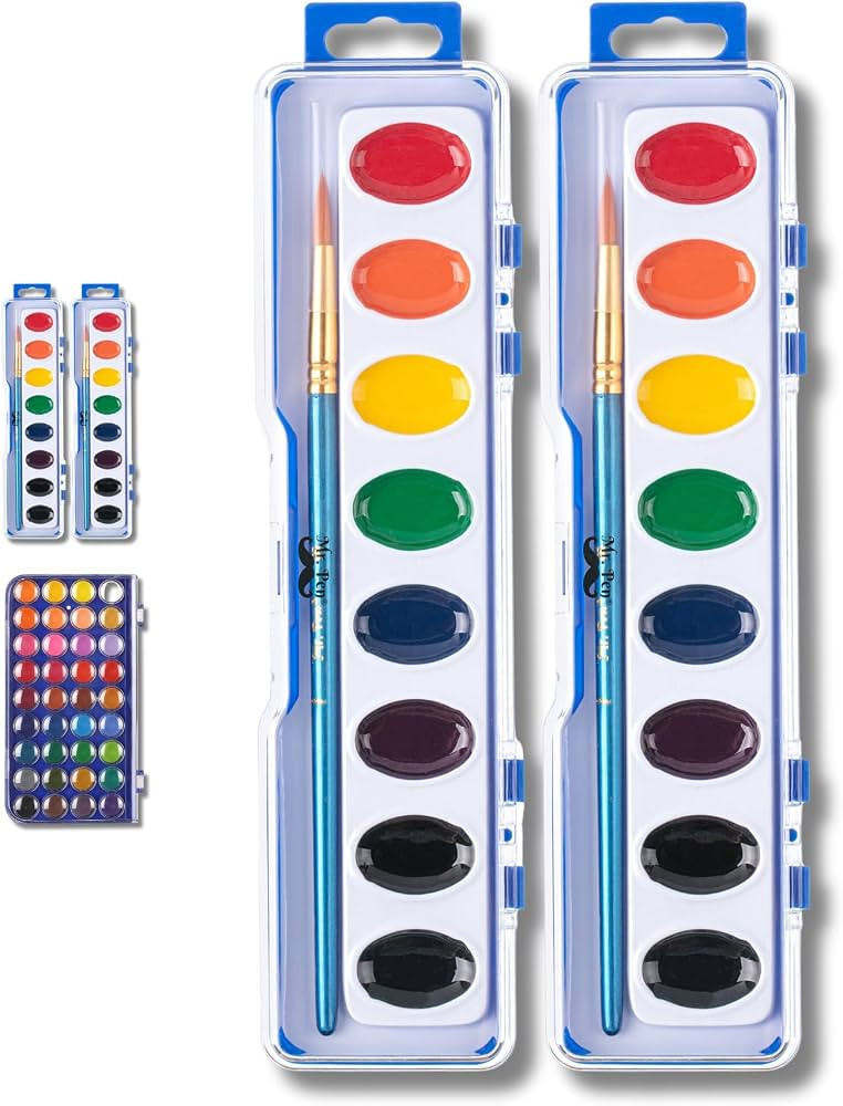 Mr. Pen- Washable Watercolors, 2 Pack, 8 Colors with Paint Brush, Watercolor Paint Set, Water Col... | Amazon (US)