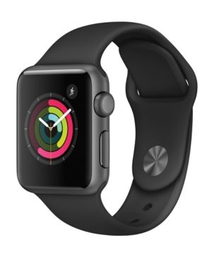 Apple Watch Series 1 38mm Space Gray Aluminum Case with Black Sport Band | Macys (US)