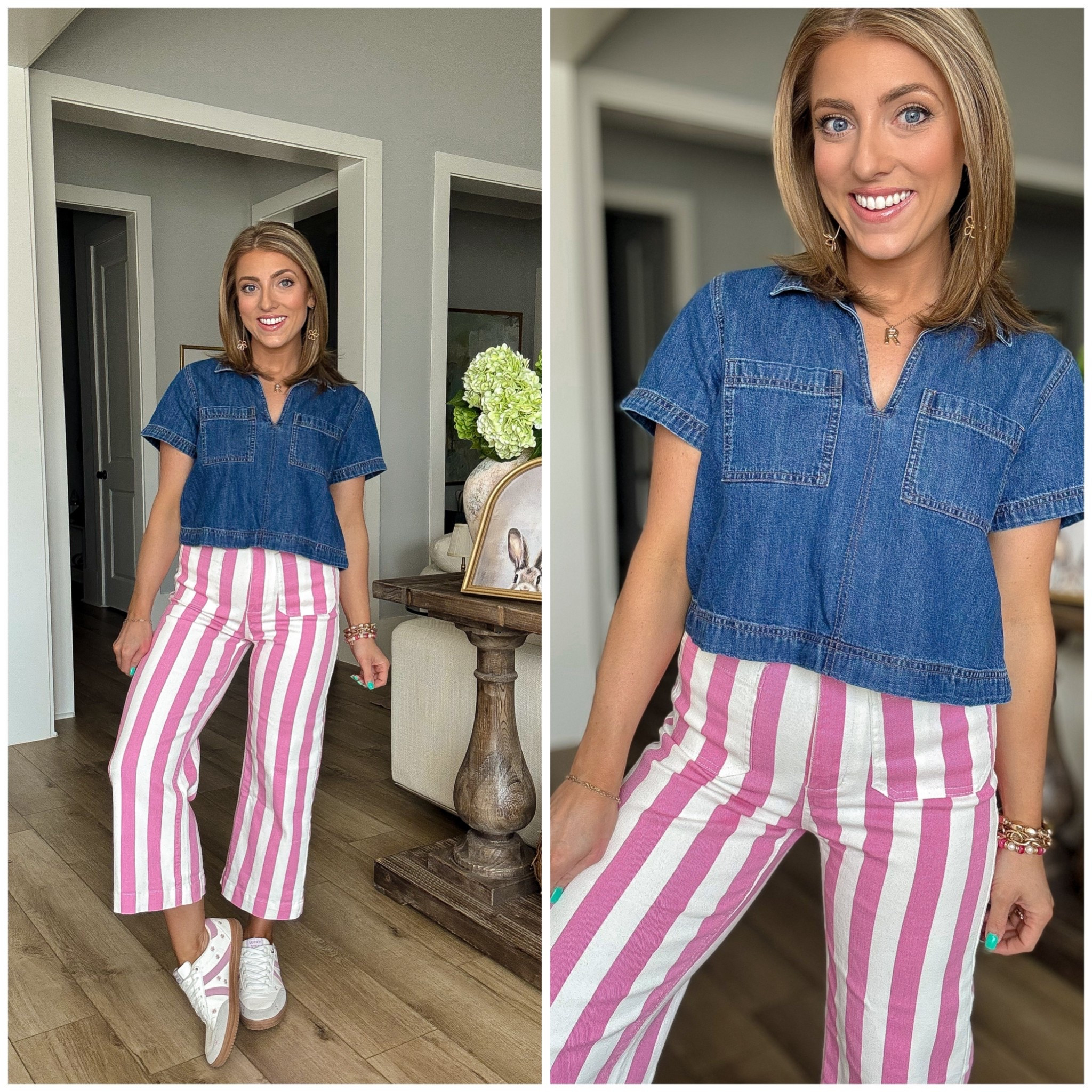 OOTD but make it FUN 💕🎀 these pink striped jeans are the moment!!

Snagged these adorable Amazon striped jeans and I’m obsessed 🤩 they’re currently on sale and come in so many fun prints (you already know I love a statement pant 🙌). They seriously give that high-end, boutique vibe—like something you’d find at Anthro—but for a fraction of the price 💖

Paired them with this easy denim top from Old Navy that goes with everything (the kind of piece you’ll reach for on repeat 👏) and finished it off with my embroidered floral sneakers—available on both Amazon and on Walmart 🌸👟

Such a cute everyday outfit that still feels put together ✨

#amazonfashion #walmartfashion #stripedjeans #springoutfits #affordablefashion #everydaystyle #ootdstyle #momstyle #casualoutfit #denimstyle #springfashionfinds #amazonfinds #walmartfinds #budgetfriendlyfashion #outfitinspo #styleforless #trendingstyle #colorfuloutfits #springootd

#LTKootd #LTKSaleAlert #LTKPetite