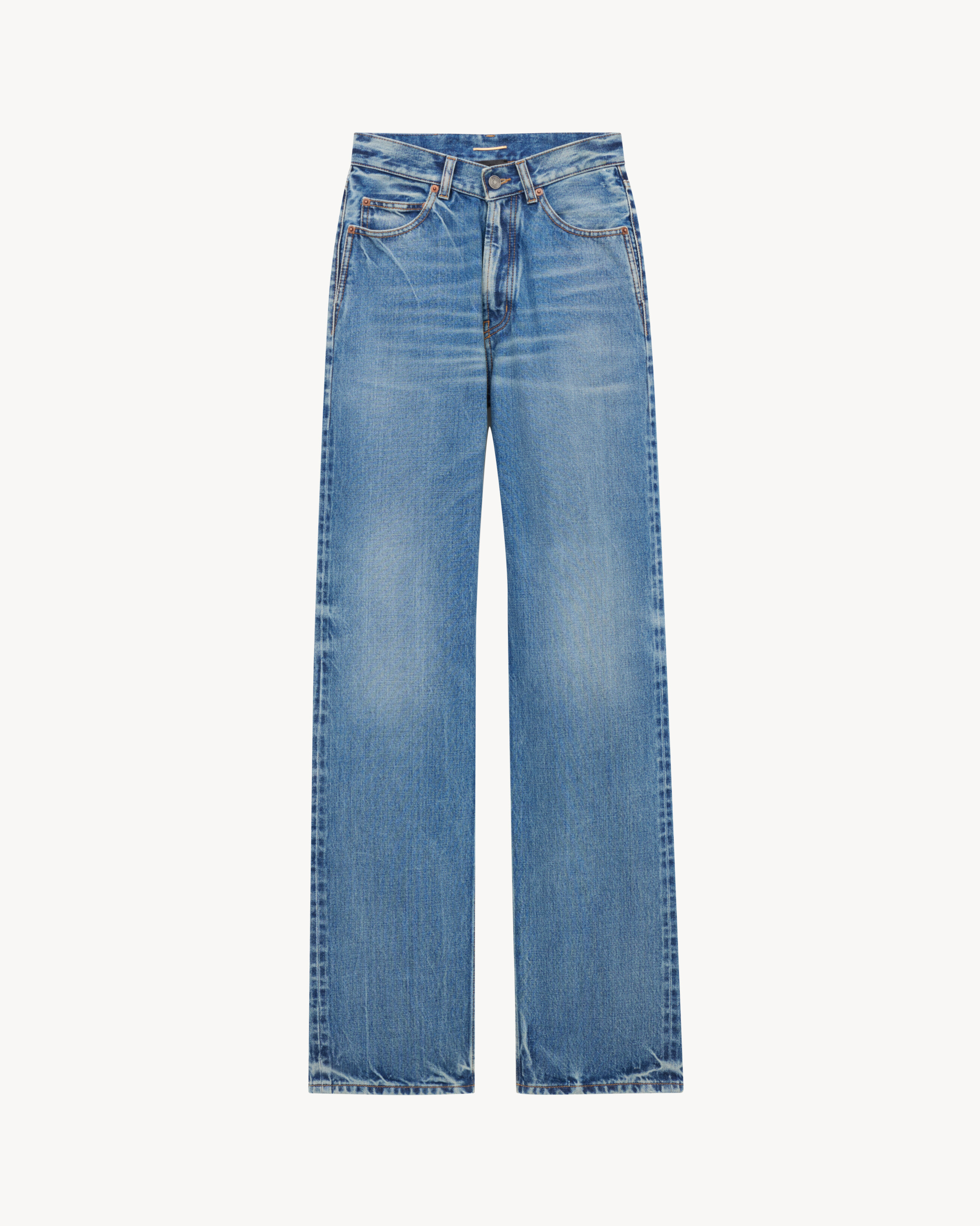 Saint Laurent V-Waist Long Baggy Jeans - Blue - Women - 2 | Saint Laurent Inc. (Global)